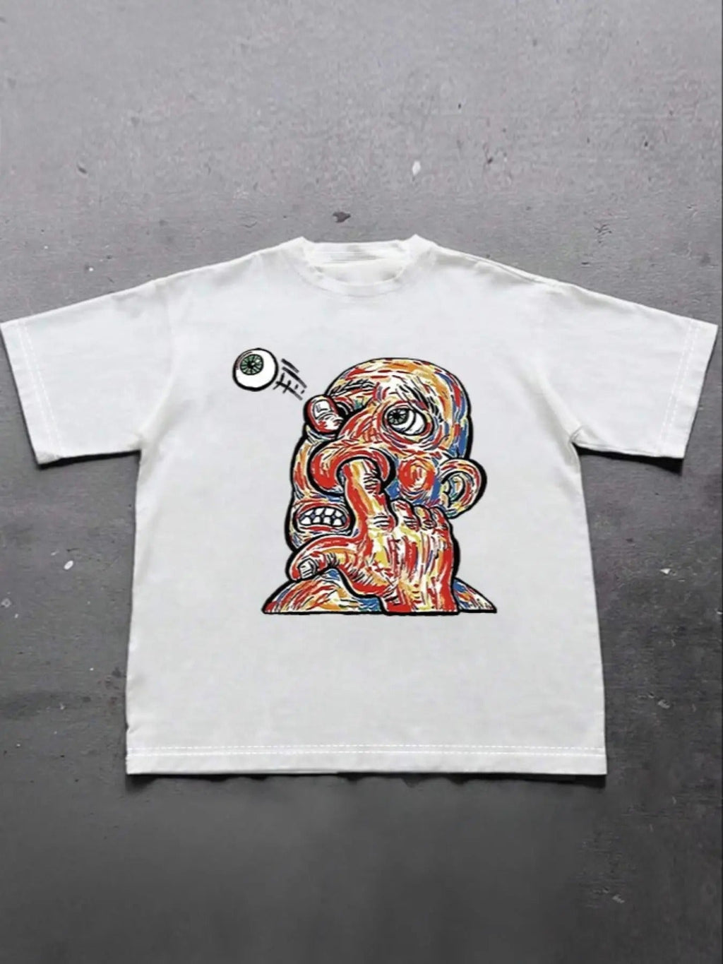 Cartoon Pop Art Print Drop Shoulder Regular Fit Casual Creative Comfy Half Sleeve Round Neck Summer Top Daily T-Shirts, Hoodie, Sweatshirt - T-Shirt, Sweatshirt, Hoodie