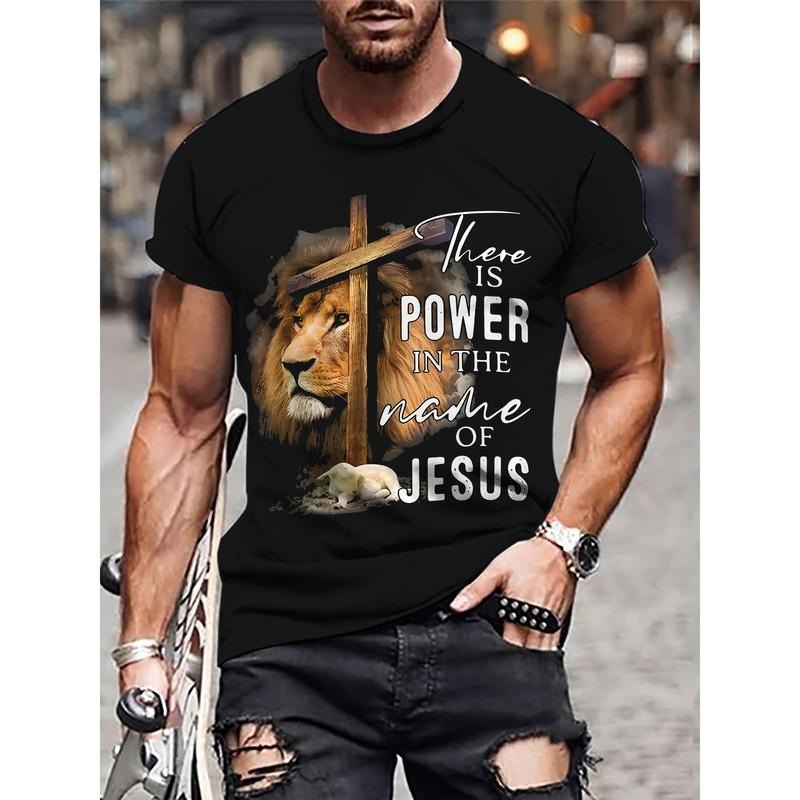 Casual Short Sleeve Crew Neck Lion Print Outdoor Activities Made USA T-Shirts, Hoodie, Sweatshirt - T-Shirt, Sweatshirt, Hoodie