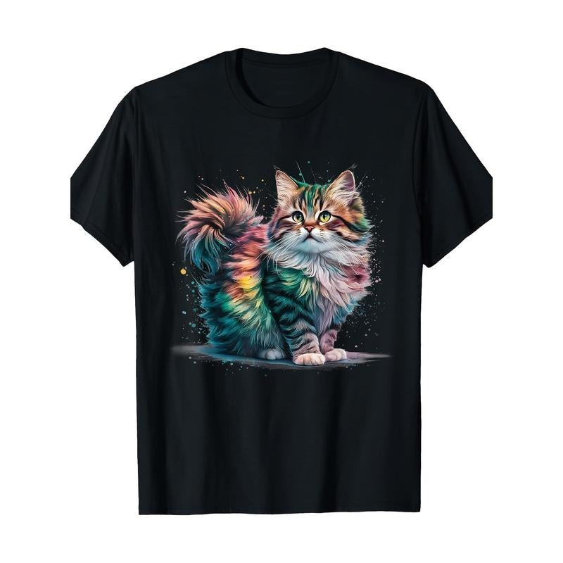 Cat Color Watercolor Cat 100% Cotton Made USA T-Shirts, Hoodie, Sweatshirt - T-Shirt, Sweatshirt, Hoodie
