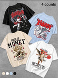 Cherub & Letter Print Short Sleeve Casual Round Neck Daily Top All Seasons T-Shirts, Hoodie, Sweatshirt - T-Shirt, Sweatshirt, Hoodie