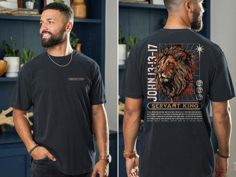 Christian Shirts Servant King Bible Verse Shirt Cotton Menswear T-Shirts, Hoodie, Sweatshirt - T-Shirt, Sweatshirt, Hoodie