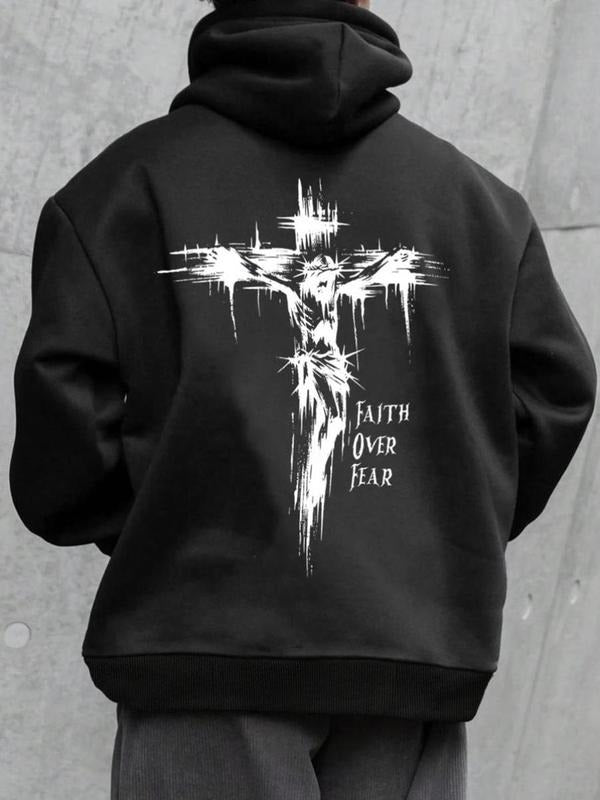 Cross Print Casual Regular Fit Long Sleeve Hooded Spring & Fall Top Daily T-Shirts, Hoodie, Sweatshirt - T-Shirt, Sweatshirt, Hoodie