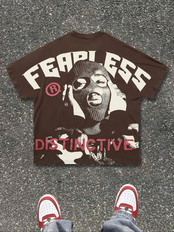 Fearless Letter Print Round Neck Vintage Casual Short Sleeve Daily Summer Top T-Shirts, Hoodie, Sweatshirt - T-Shirt, Sweatshirt, Hoodie