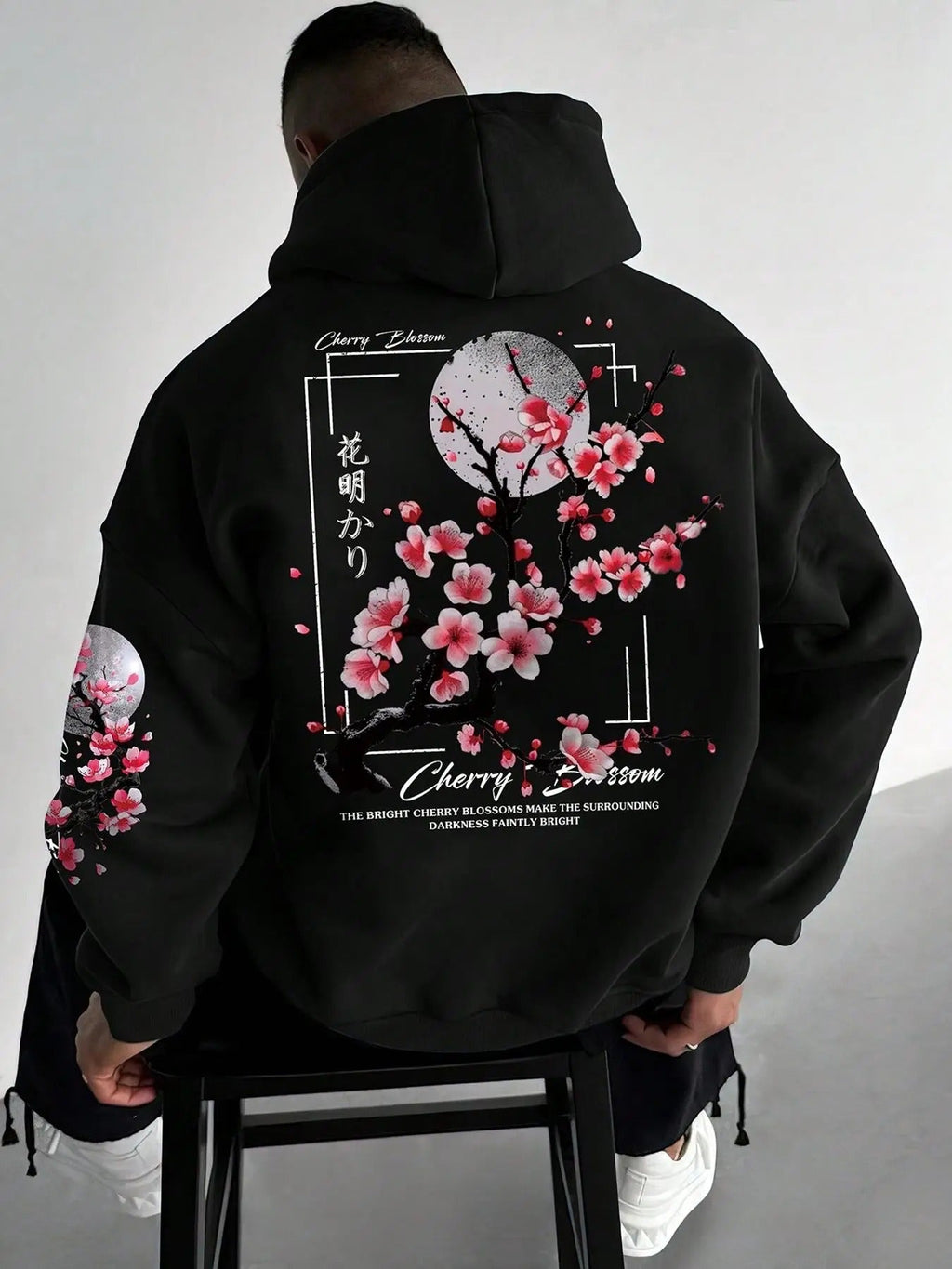 Floral Print Drop Shoulder Thermal Lined Casual Regular Fit Drawstring Pocket Hooded Daily Outdoor Clothes Fall & Winter T-Shirts, Hoodie, Sweatshirt - T-Shirt, Sweatshirt, Hoodie
