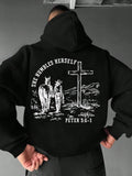 Print Drop Shoulder Drawstring Regular Fit Casual Comfy Long Sleeve Kangaroo Pocket Hooded Spring & Fall Clothes T-Shirts, Hoodie, Sweatshirt - T-Shirt, Sweatshirt, Hoodie