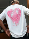 Heart Print Drop Shoulder Regular Fit Casual Short Sleeve Round Neck Daily Top All Seasons T-Shirts, Hoodie, Sweatshirt - T-Shirt, Sweatshirt, Hoodie