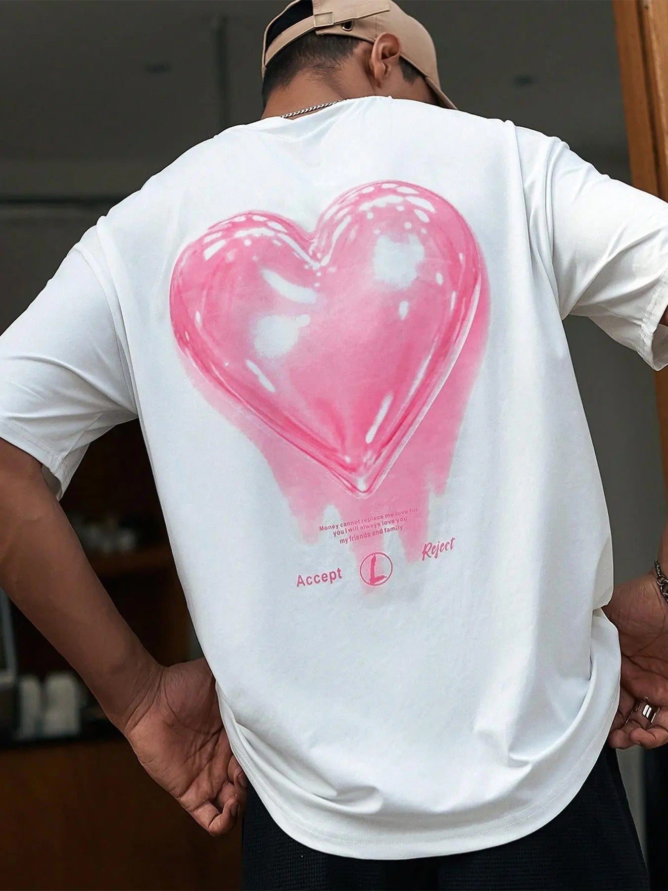 Heart Print Drop Shoulder Regular Fit Casual Short Sleeve Round Neck Daily Top All Seasons T-Shirts, Hoodie, Sweatshirt - T-Shirt, Sweatshirt, Hoodie