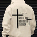 Letter & Cross Print Drop Shoulder Casual Regular Fit Drawstring Pocket Hooded Daily Outdoor Clothes Fall & Winter T-Shirts, Hoodie, Sweatshirt - T-Shirt, Sweatshirt, Hoodie
