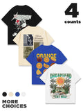 Letter & Fruit Print Round Neck Regular Fit Casual Short Sleeve Summer Top Daily T-Shirts, Hoodie, Sweatshirt - T-Shirt, Sweatshirt, Hoodie