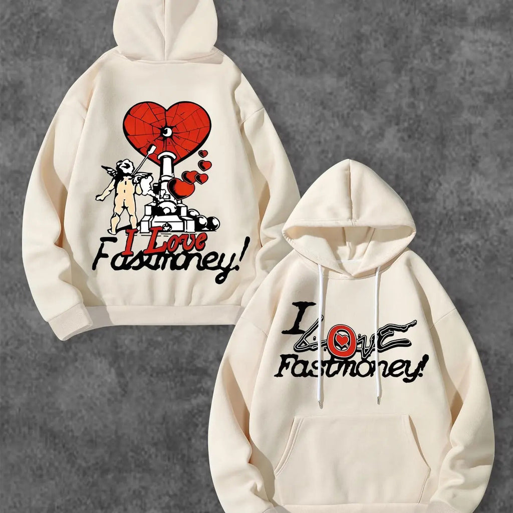Letter & Print Casual Street Long Sleeve Hooded Fall & Winter Regular Fit Tops Daily T-Shirts, Hoodie, Sweatshirt - T-Shirt, Sweatshirt, Hoodie