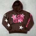 Letter & Star Print Drawstring Pocket Casual Regular Fit Long Sleeve Hooded Fall & Winter Top Daily T-Shirts, Hoodie, Sweatshirt - T-Shirt, Sweatshirt, Hoodie