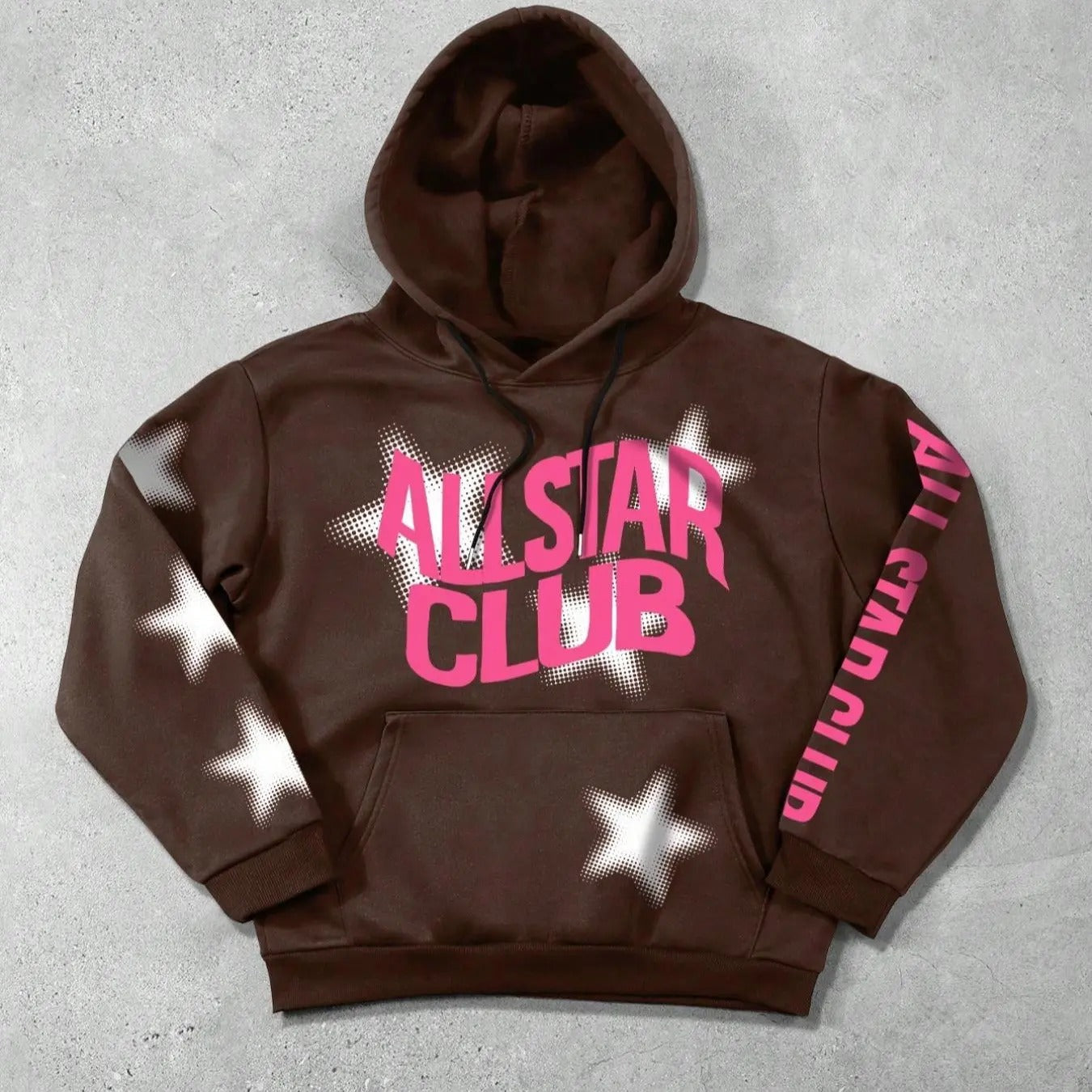 Letter & Star Print Drawstring Pocket Casual Regular Fit Long Sleeve Hooded Fall & Winter Top Daily T-Shirts, Hoodie, Sweatshirt - T-Shirt, Sweatshirt, Hoodie