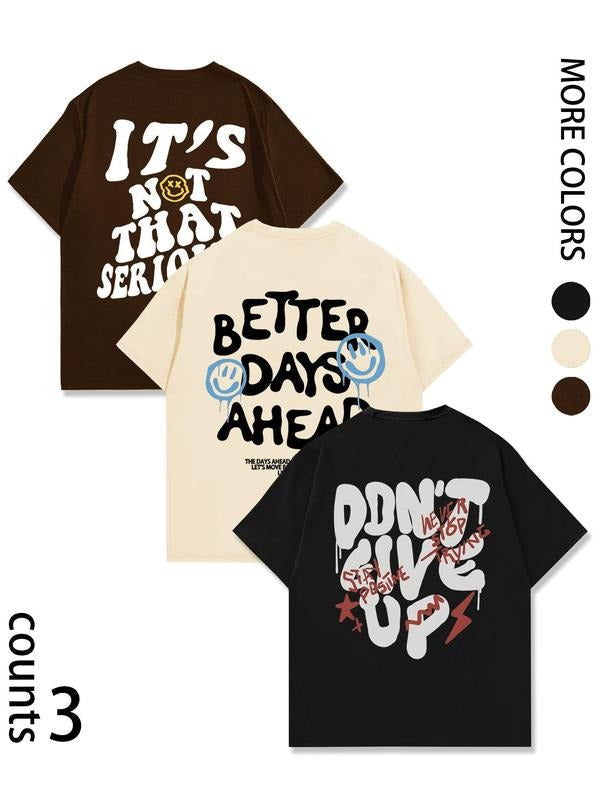 Letter Print Short Sleeve Regular Fit Casual Daily Top Summer T-Shirts, Hoodie, Sweatshirt - T-Shirt, Sweatshirt, Hoodie