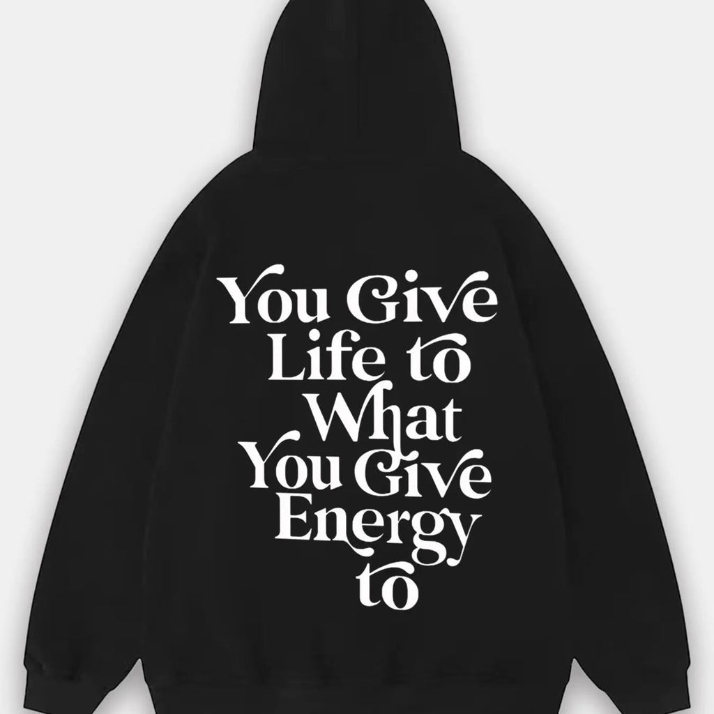 Letter Print Drawstring Casual Regular Fit Long Sleeve Pocket Hooded Fall & Winter Top Daily T-Shirts, Hoodie, Sweatshirt - T-Shirt, Sweatshirt, Hoodie