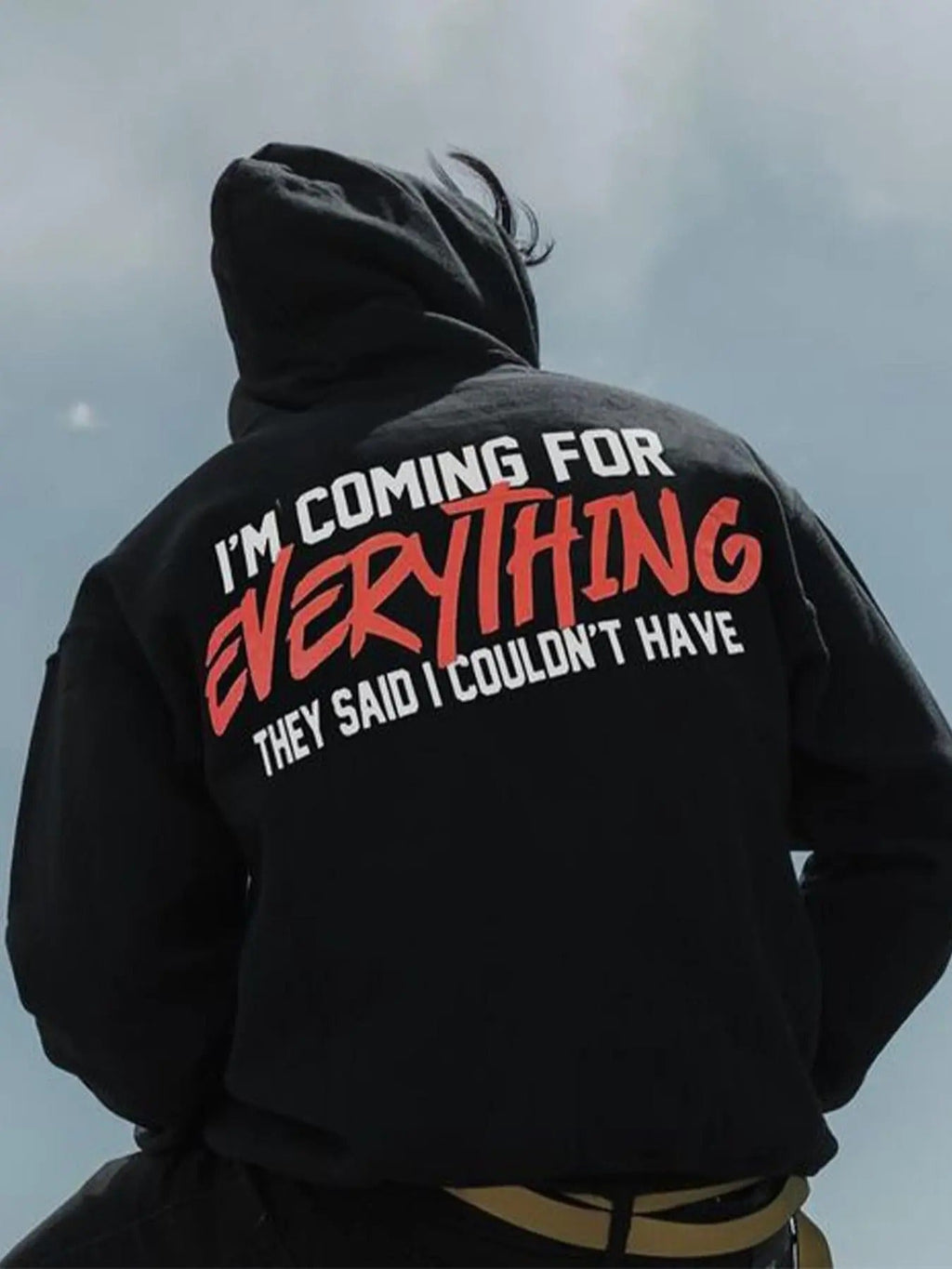 Letter Print Drop Shoulder Casual Regular Fit Drawstring Pocket Hooded Daily Outdoor Clothes Fall & Winter T-Shirts, Hoodie, Sweatshirt - T-Shirt, Sweatshirt, Hoodie