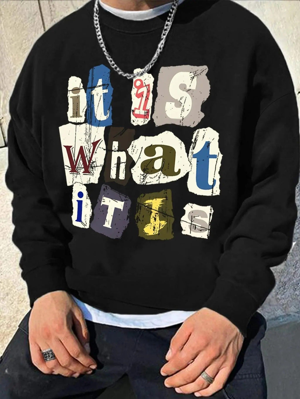 Letter Print Drop Shoulder Regular Fit Casual Soft Comfy Long Sleeve Round Neck Fall & Winter Clothes Daily Wearstyle{N002}2 T-Shirts, Hoodie, Sweatshirt - T-Shirt, Sweatshirt, Hoodie
