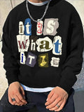 Letter Print Drop Shoulder Regular Fit Casual Soft Comfy Long Sleeve Round Neck Fall & Winter Clothes Daily Wearstyle{N002}2 T-Shirts, Hoodie, Sweatshirt - T-Shirt, Sweatshirt, Hoodie