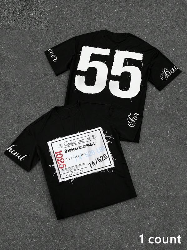 Letter Print Loose Fit Sports Shirts All Season Streetwear Summer Daily T-Shirts, Hoodie, Sweatshirt - T-Shirt, Sweatshirt, Hoodie