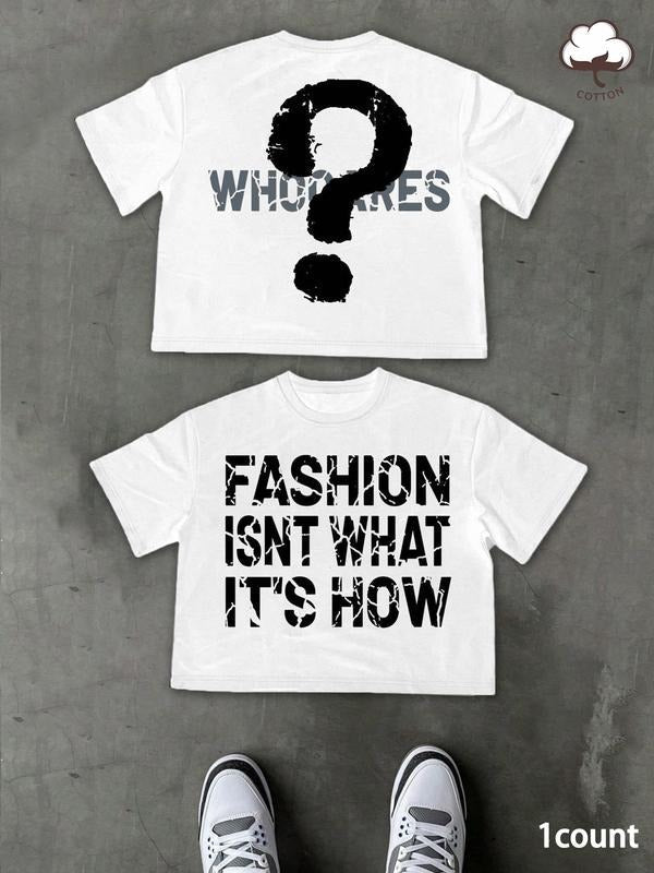 Letter Print Round Neck Regular Fit Casual Short Sleeve Summer Top Daily Tropical Cotton T-Shirts, Hoodie, Sweatshirt - T-Shirt, Sweatshirt, Hoodie