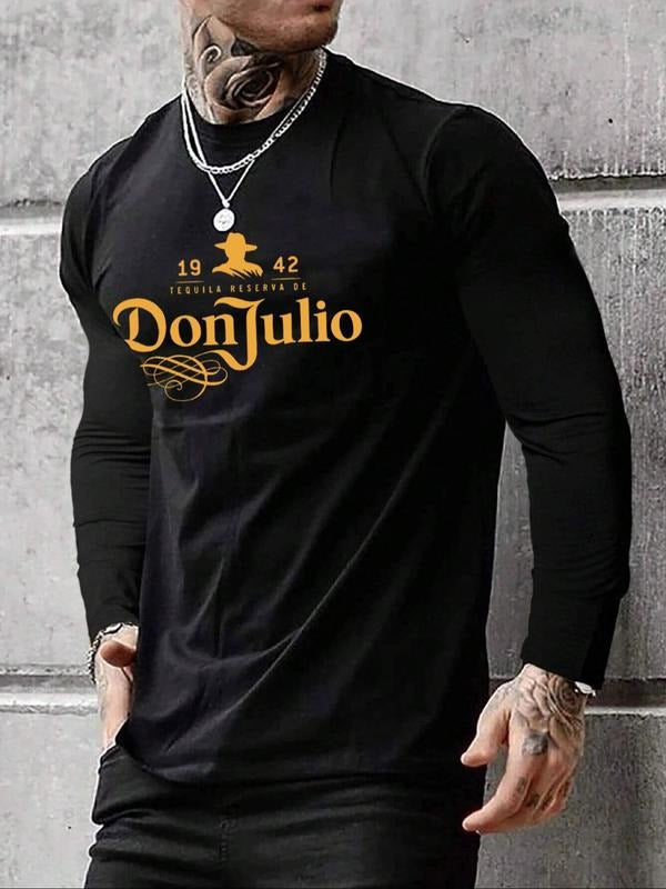 Letter Print Round Neck Regular Fit Casual Long Sleeve Crew Neck Spring Comfort Colors Menswear T-Shirts, Hoodie, Sweatshirt - T-Shirt, Sweatshirt, Hoodie
