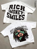 Money Smiles Letter Print Round Neck Regular Fit Casual Short Sleeve Summer Top Daily Tropical Cotton T-Shirts, Hoodie, Sweatshirt - T-Shirt, Sweatshirt, Hoodie