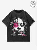 Patchwork Print Round Neck Regular Fit Casual Short Sleeve Summer Top Daily Tropical Cotton T-Shirts, Hoodie, Sweatshirt - T-Shirt, Sweatshirt, Hoodie