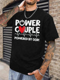 Power Couple Letter Print Regular Fit Casual Short Sleeve Daily Top All Seasons T-Shirts, Hoodie, Sweatshirt - T-Shirt, Sweatshirt, Hoodie