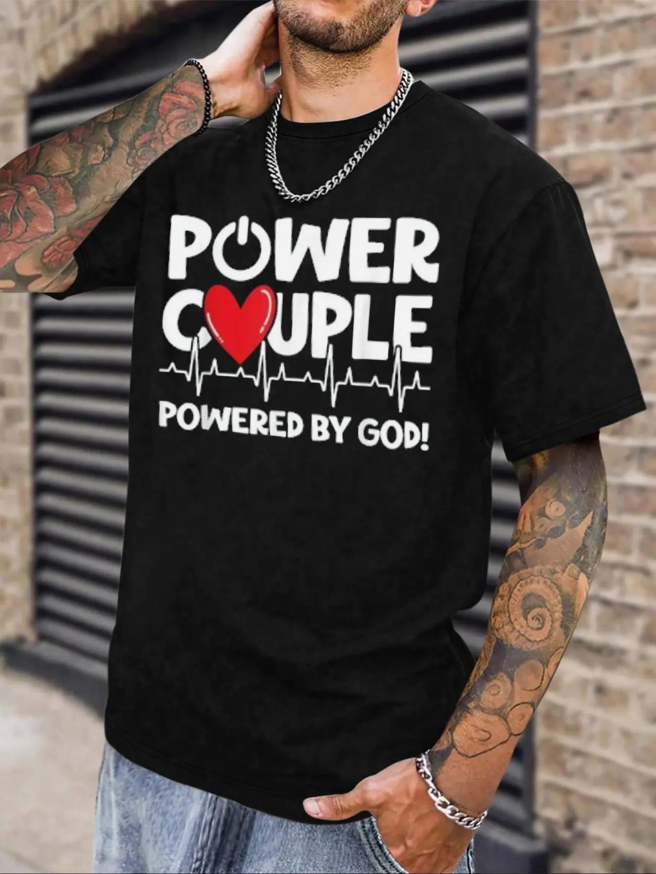 Power Couple Letter Print Regular Fit Casual Short Sleeve Daily Top All Seasons T-Shirts, Hoodie, Sweatshirt - T-Shirt, Sweatshirt, Hoodie