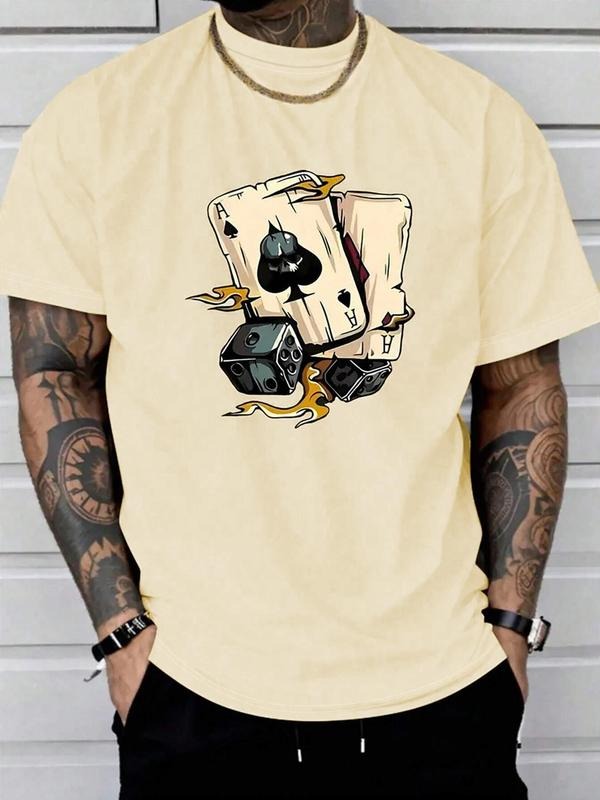 Regular Fit Dice Print Round Neck Casual Short Sleeve Crew Neck Daily Top All Seasons Tropical T-Shirts, Hoodie, Sweatshirt - T-Shirt, Sweatshirt, Hoodie