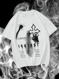Regular Fit Skull & Cross Print Round Neck Casual Short Sleeve Crew Neck Summer Top Daily Tropical T-Shirts, Hoodie, Sweatshirt - T-Shirt, Sweatshirt, Hoodie