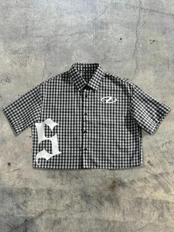 Regular Letter Print Short Sleeve Shirt Casual Retro Gingham Shirt Daily Casual Chic Minimalist Top Summer Menswear T-Shirts, Hoodie, Sweatshirt - T-Shirt, Sweatshirt, Hoodie