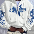 Star Print Drop Shoulder Casual Regular Fit Drawstring Pocket Hooded Daily Outdoor Clothes Fall & Winter Long Sleeve Streetwear T-Shirts, Hoodie, Sweatshirt - T-Shirt, Sweatshirt, Hoodie