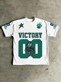 Tiger & Letter Print Short Sleeve Regular Fit Casual Street Comfy Round Neck Summer Top Daily Tropical T-Shirts, Hoodie, Sweatshirt - T-Shirt, Sweatshirt, Hoodie
