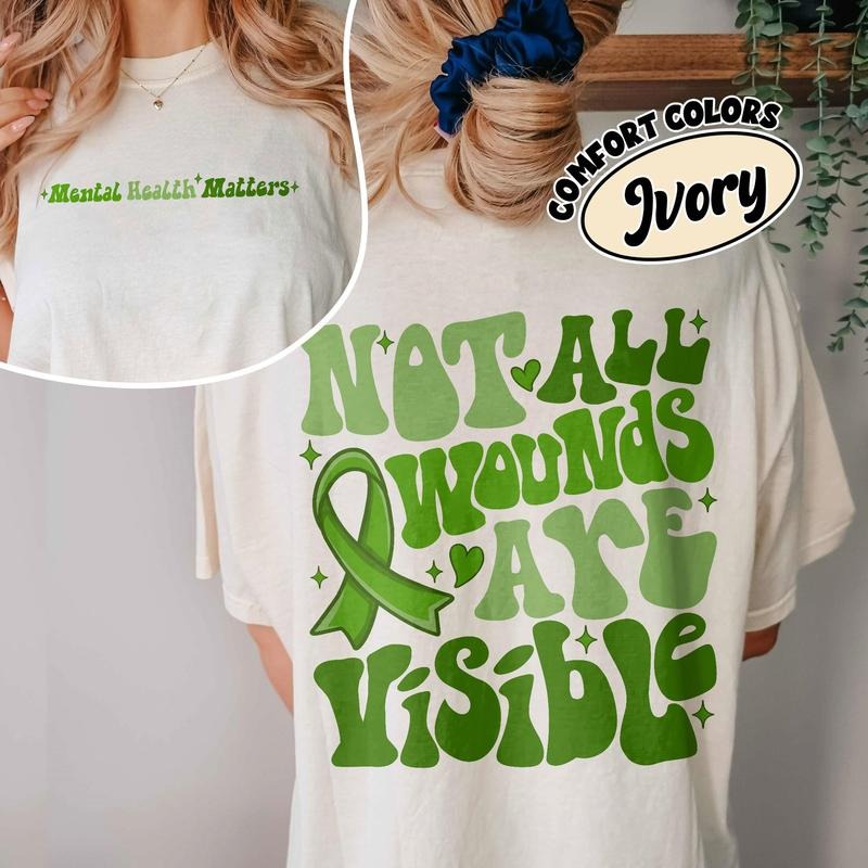 Mental Health Awareness Not All Wounds Are Visible Mental Health Anxiety Shirt Cotton Sleeve T-Shirts, Hoodie, Sweatshirt - T-Shirt, Sweatshirt, Hoodie
