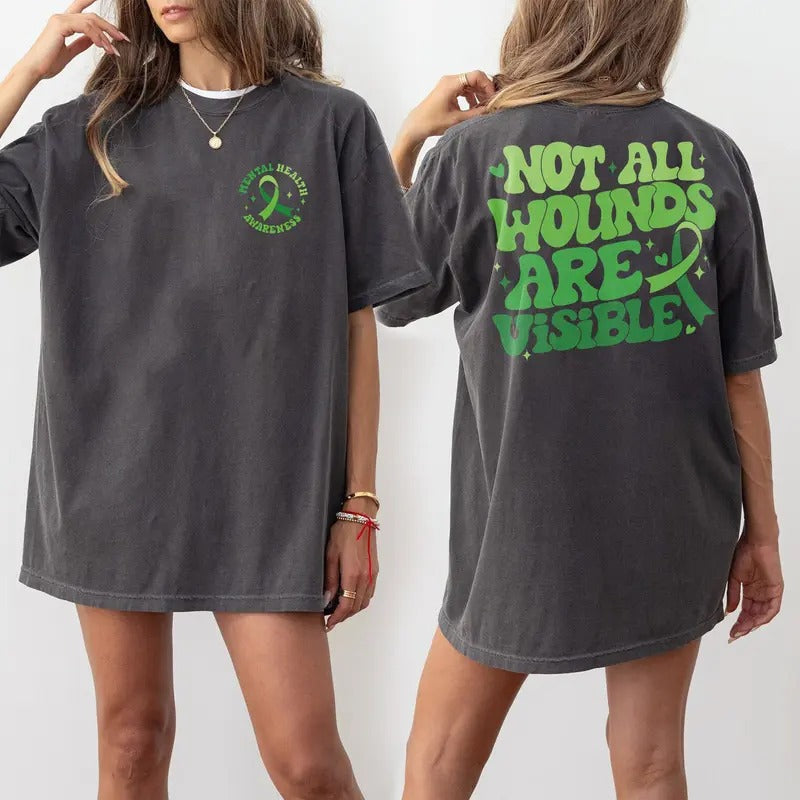 Mental Health Awareness Shirt Not All Wounds Are Visible Mental Health Shirt Anxiety Shirt Education Teacher Shirtstyle{N002}2 T-Shirts, Hoodie, Sweatshirt - T-Shirt, Sweatshirt, Hoodie