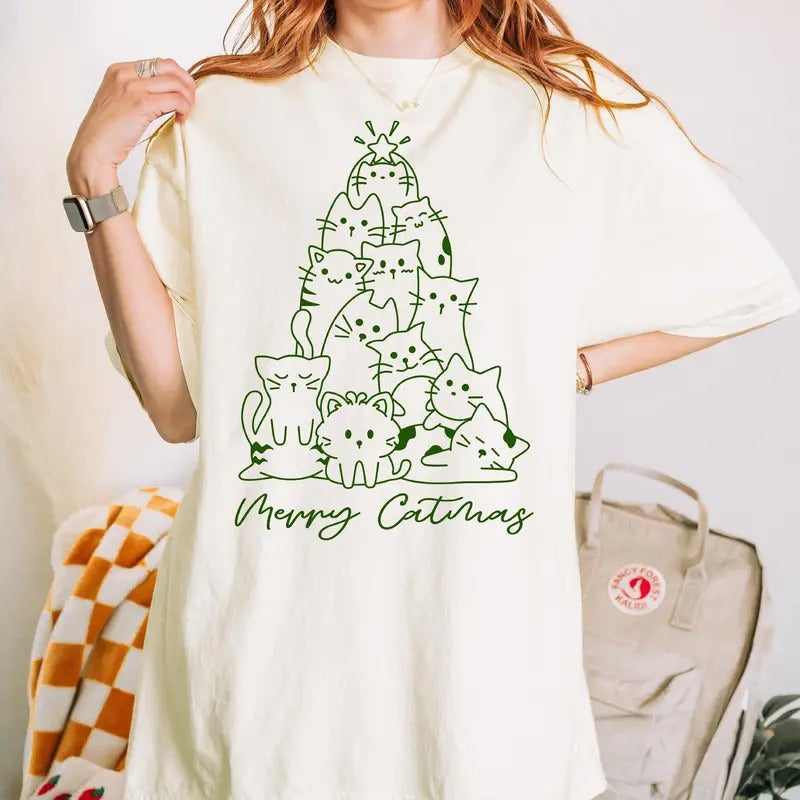 Meowy Comfort Colors Shirt Cat Shirt Cat Lover Shirt Merry Cat Mom T-Shirts, Hoodie, Sweatshirt - T-Shirt, Sweatshirt, Hoodie