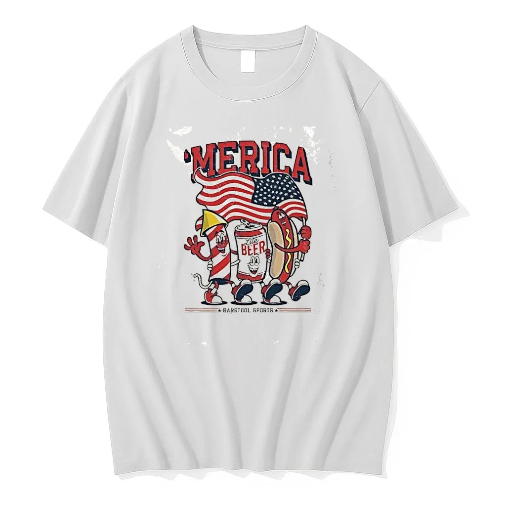Merica Lite Beer Hot Dog Firework 4th Of July Tshirts Sweater Unisex T-shirt, Sweatshirt, Hoodie, Long Sleeve Tee - T-Shirt, Sweatshirt, Hoodie