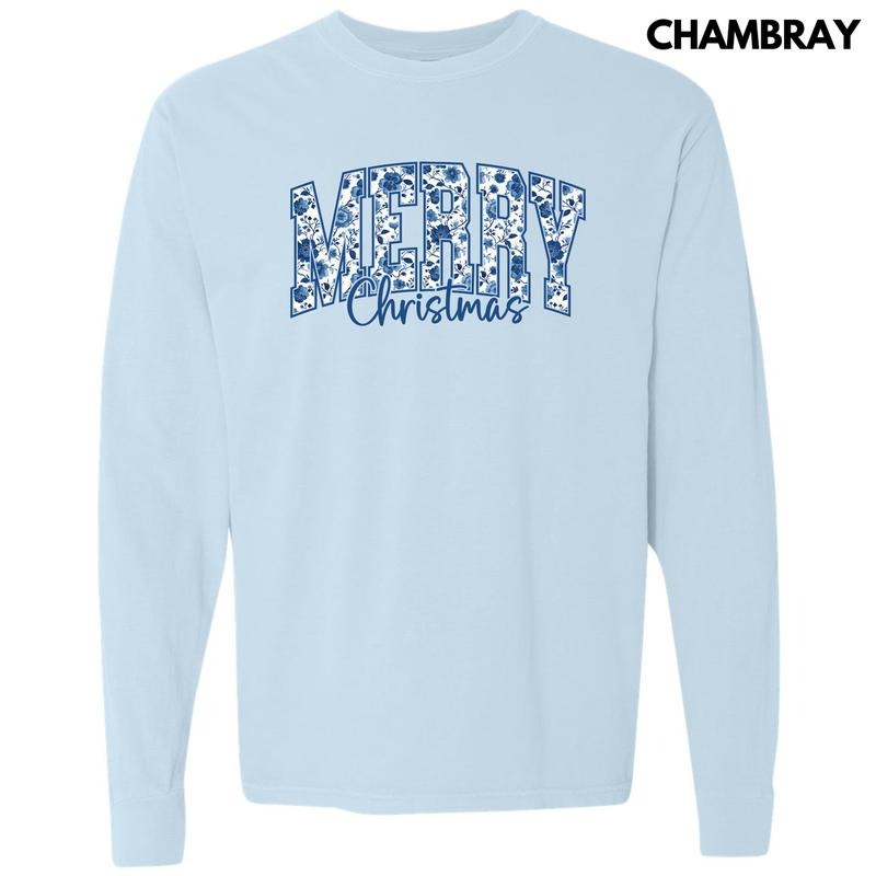 Merry Blue Floral Long Sleeve Comfort Colors 'NLB' T-Shirts, Hoodie, Sweatshirt - T-Shirt, Sweatshirt, Hoodie