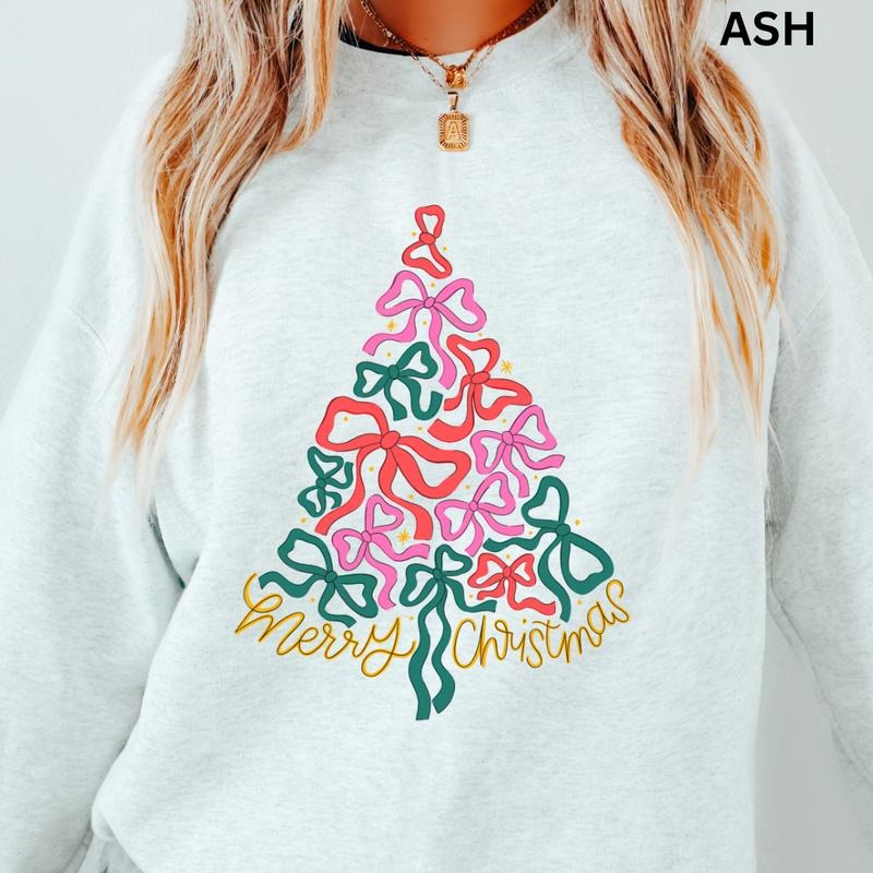 Merry Bow Tree Winter Casual Cotton Polyester Comfort Menswear Womenswear T-Shirts, Hoodie, Sweatshirt - T-Shirt, Sweatshirt, Hoodie