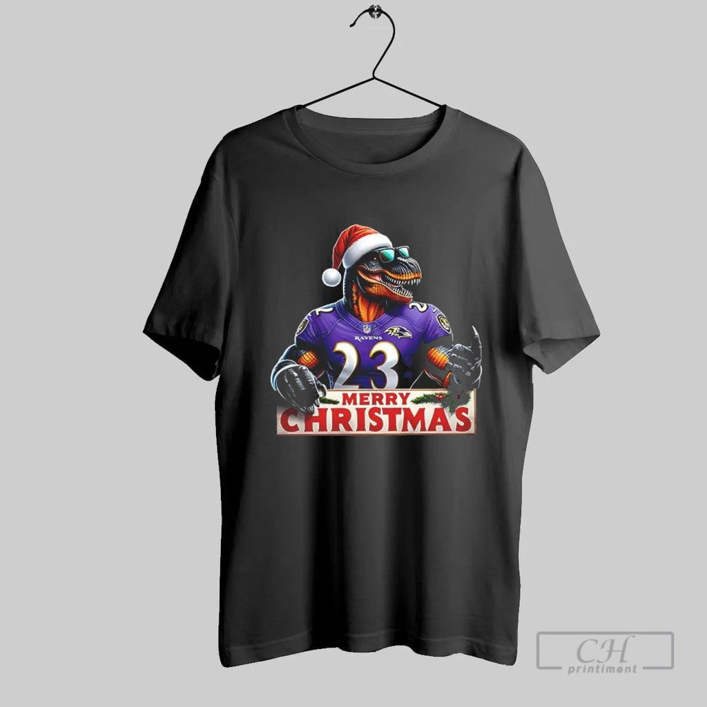 Merry Christmas Baltimore Ravens Dinosaur Santa T Rex T Shirt Unisex T-shirt, Sweatshirt, Hoodie, Long Sleeve Tee - T-Shirt, Sweatshirt, Hoodie