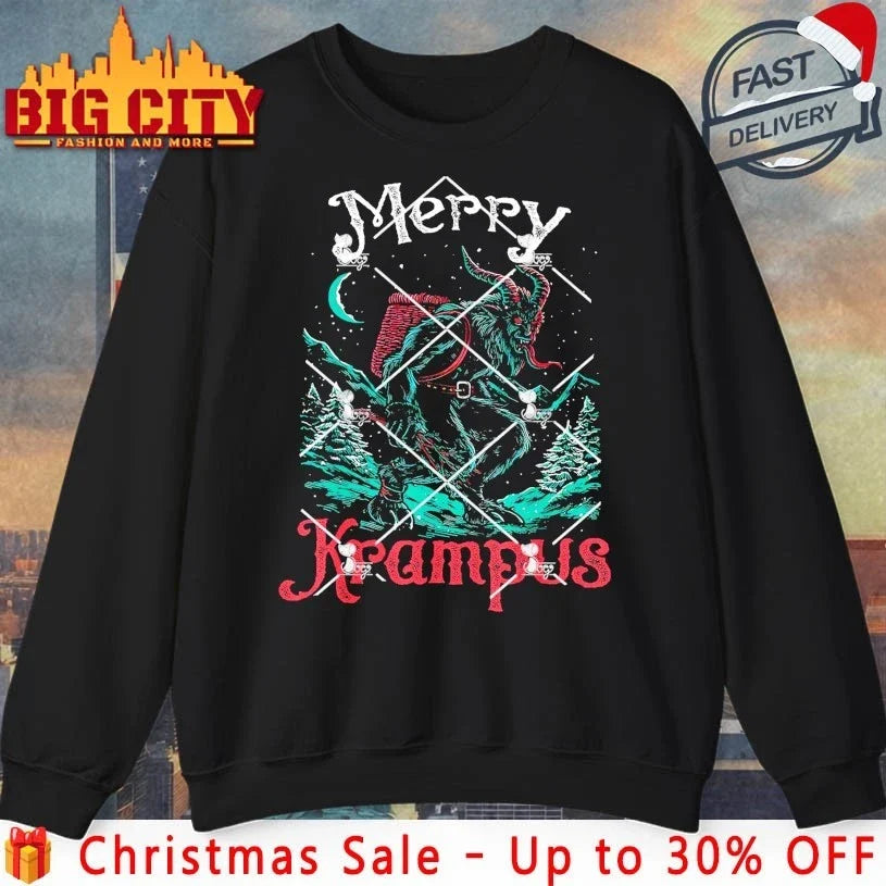 Merry Christmas Krampus Festive Horror Xmas shirt Unisex T-shirt, Sweatshirt, Hoodie, Long Sleeve Tee - T-Shirt, Sweatshirt, Hoodie