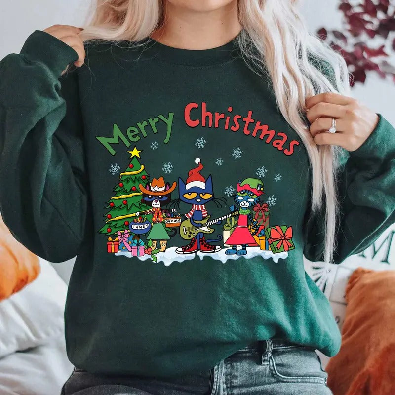 Merry Pete Cat Shirt Pete Cat Shirt Meowy Pete Cat Happy Shirt Cat Lover Shirt Xmas T-Shirts, Hoodie, Sweatshirt - T-Shirt, Sweatshirt, Hoodie