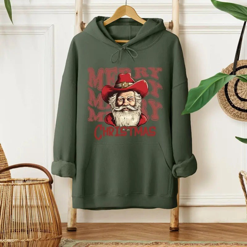 Merry Santa Cowboy Fabric Loose Fit Retro Texas Santa T-Shirts, Hoodie, Sweatshirt - T-Shirt, Sweatshirt, Hoodie
