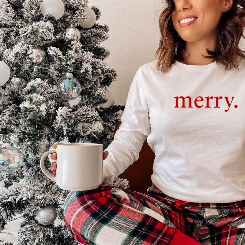 Merry Shirt Party Shirt Cute Top Xmas Shirt Shirt Cotton Polyester T-Shirts, Hoodie, Sweatshirt - T-Shirt, Sweatshirt, Hoodie