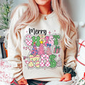 Merry Pink Shirt Tree Coquette Doodle Letters Tis Season Candy Cane Hot Cocoa T-Shirts, Hoodie, Sweatshirt - T-Shirt, Sweatshirt, Hoodie