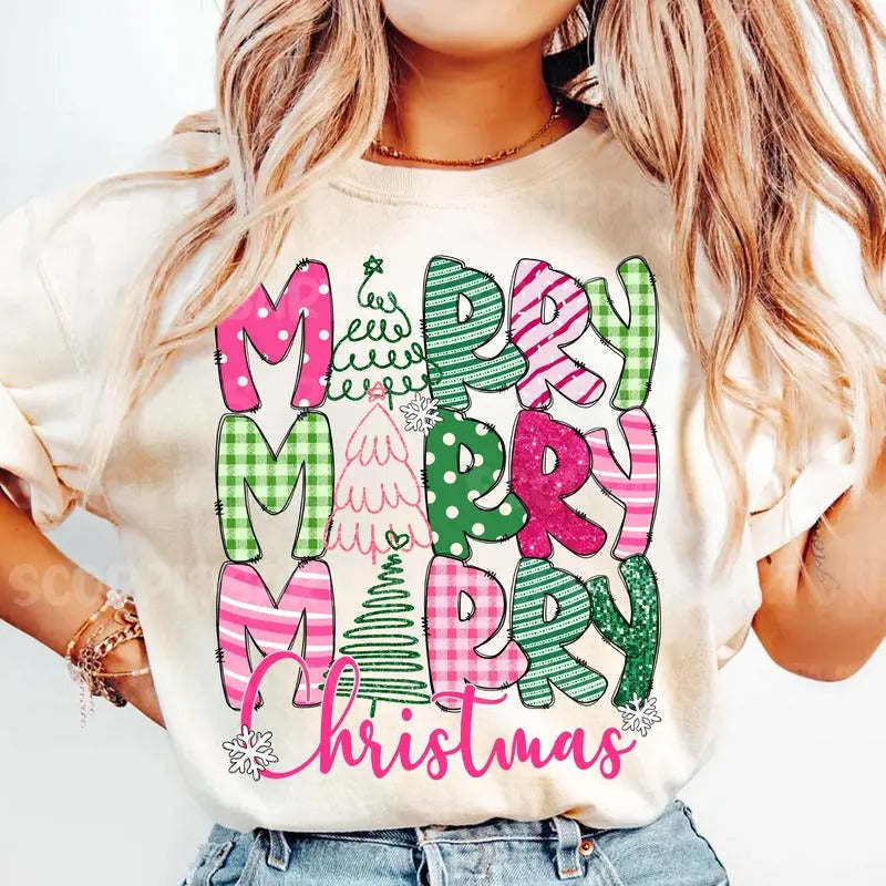 Merry Shirt Pink Shirt Coquette Bow Merry Bright Cozy T-Shirts, Hoodie, Sweatshirt - T-Shirt, Sweatshirt, Hoodie