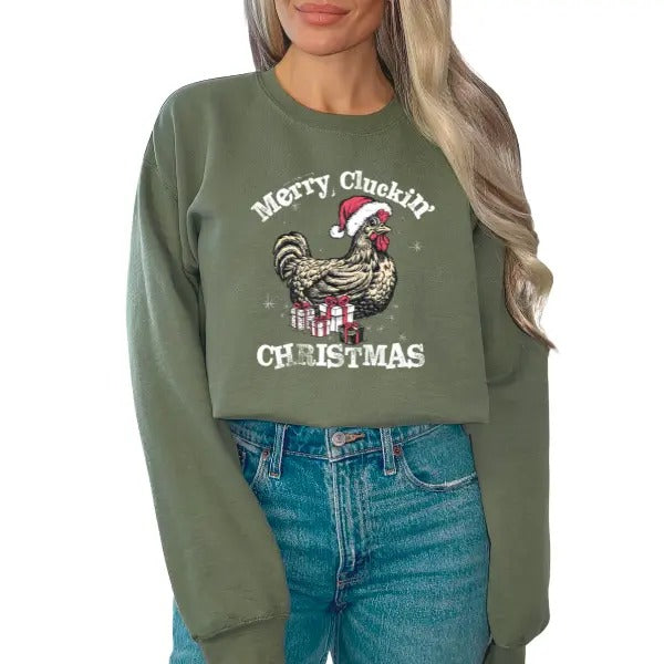 Merry Clucking Funny Chicken Festive Farmhouse Humorous Cheer T-Shirts, Hoodie, Sweatshirt - T-Shirt, Sweatshirt, Hoodie