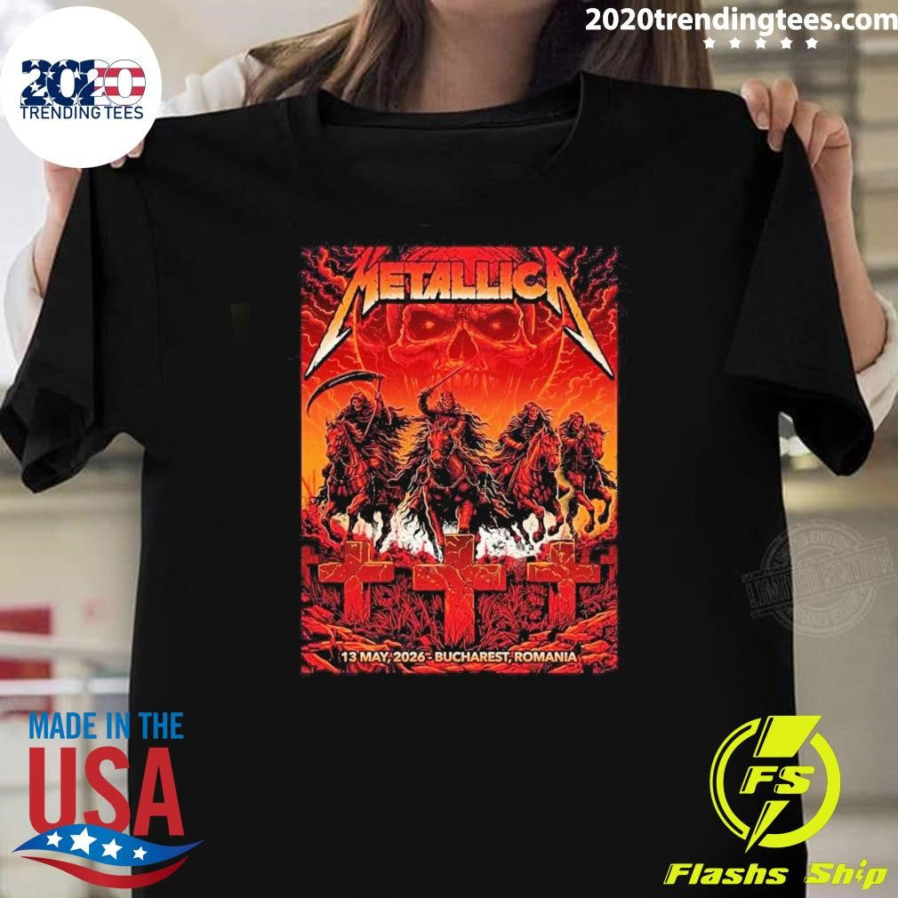 Metallica M72 Bucharest Pop Up Shop Merch At Arena Naionala Romania On May 13 2026 Art Shirt - T-Shirt, Sweatshirt, Hoodie