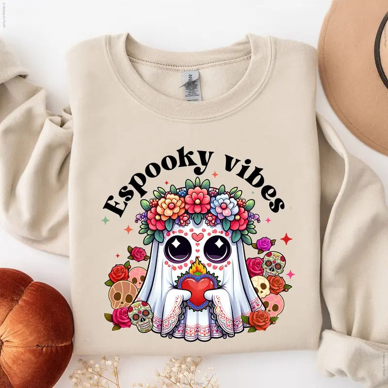 Mexican Halloween Espooky Mexico Ghost Aqui Espantan Concha Ghost Hispanic Halloween Spooky Season Classic All Sizes All Color T-Shirts, Hoodie, Sweatshirt - T-Shirt, Sweatshirt, Hoodie