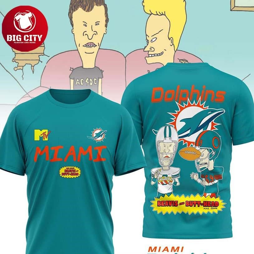 Miami Dolphins Beavis And Butt-Head 2025 Two Sided Shirt Unisex T-shirt, Sweatshirt, Hoodie, Long Sleeve Tee - T-Shirt, Sweatshirt, Hoodie